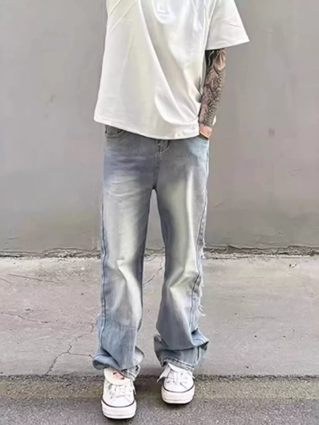 Men's Full Size Washed Wide Leg Jeans Plus Size