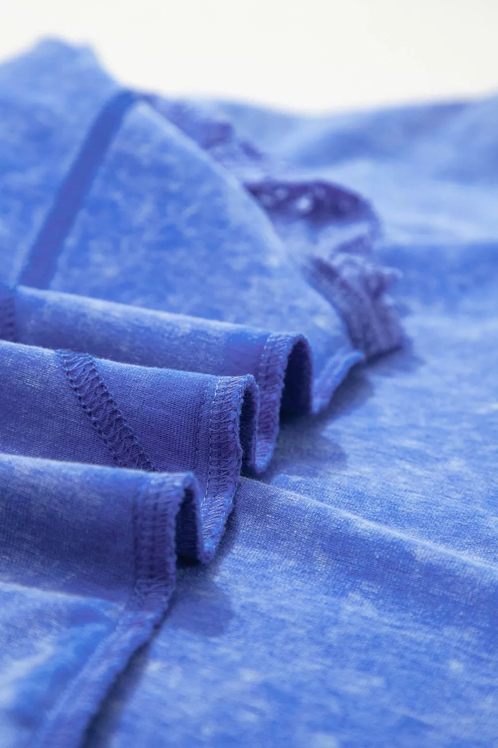 Mineral Wash Raw Seam Lace Sleeve Cotton Tee