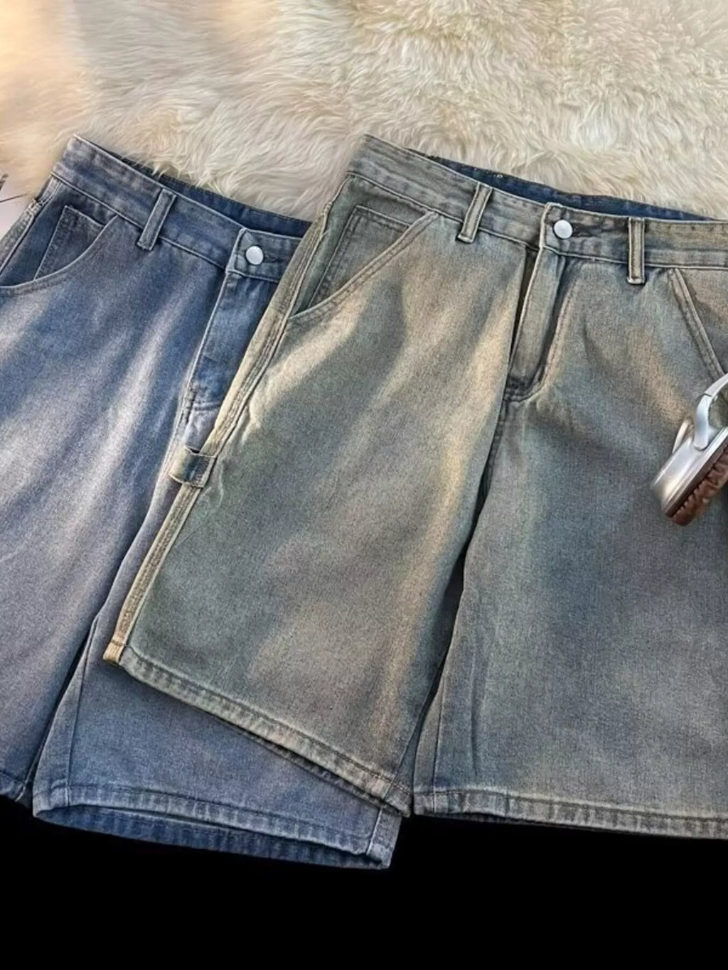 Men's Full Size High-Waisted Wide-Leg Denim Shorts Plus Size