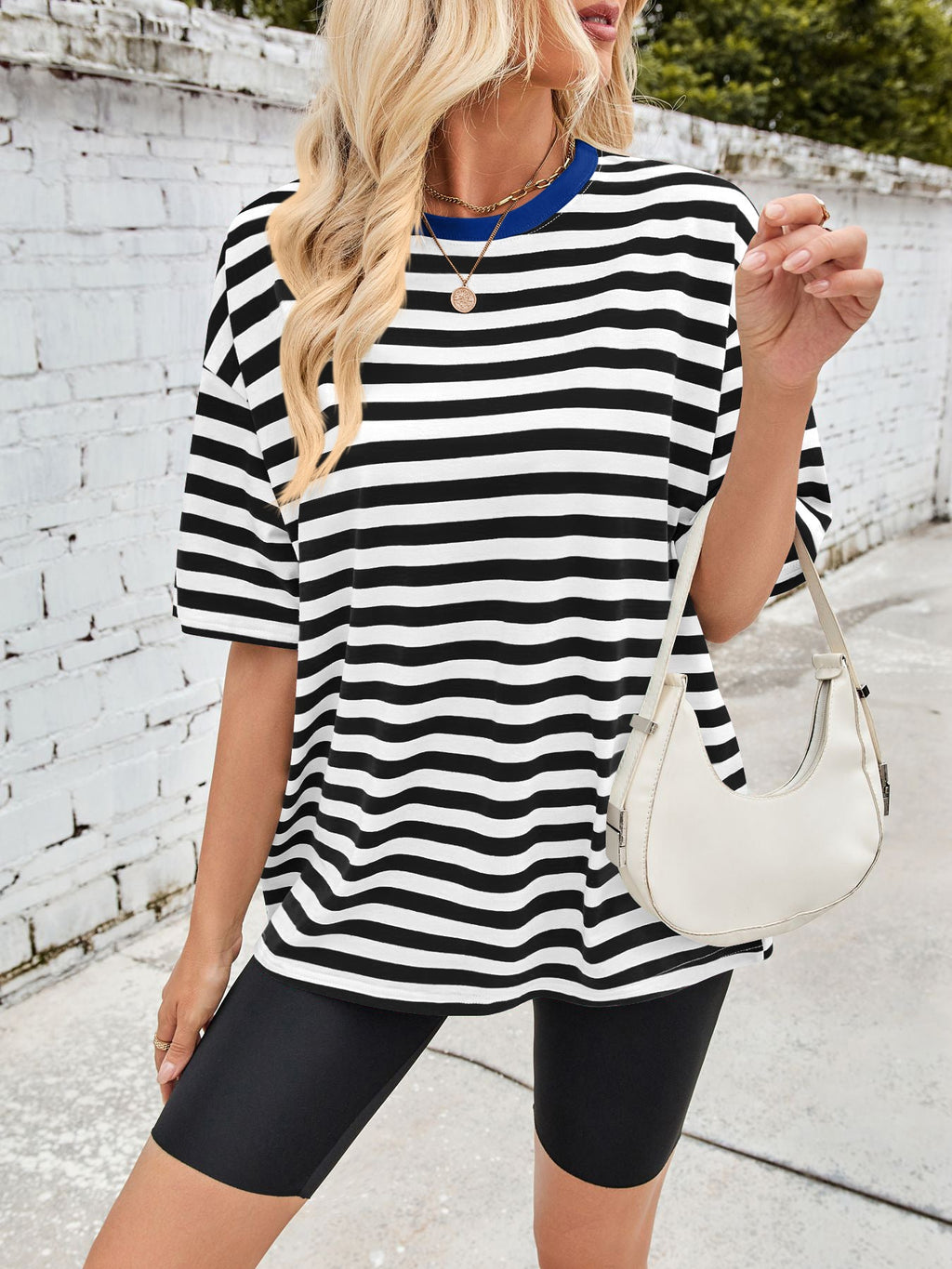 Striped Round Neck Half Sleeve T-Shirt