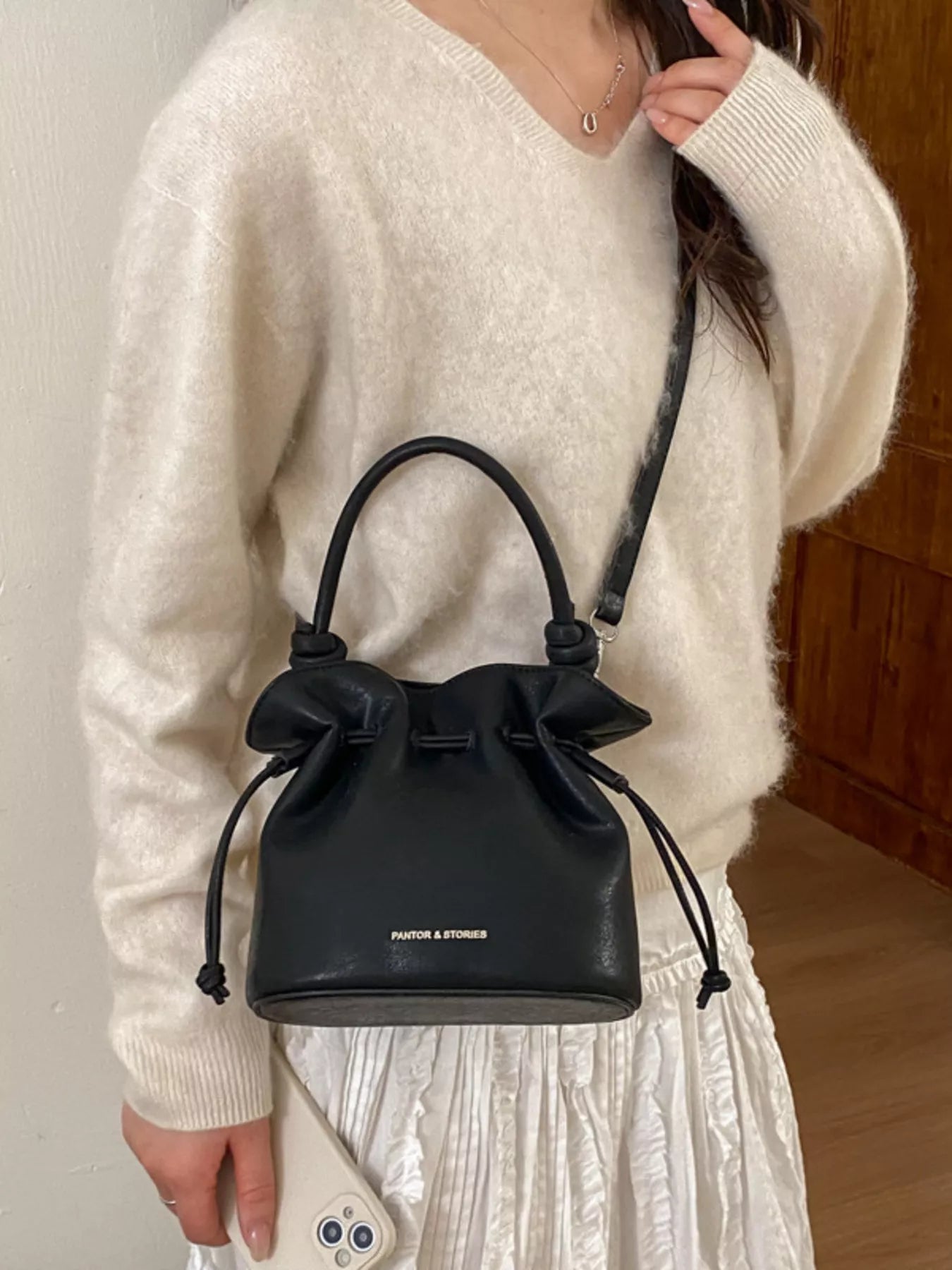 Drawstring Bucket Crossbody Bag