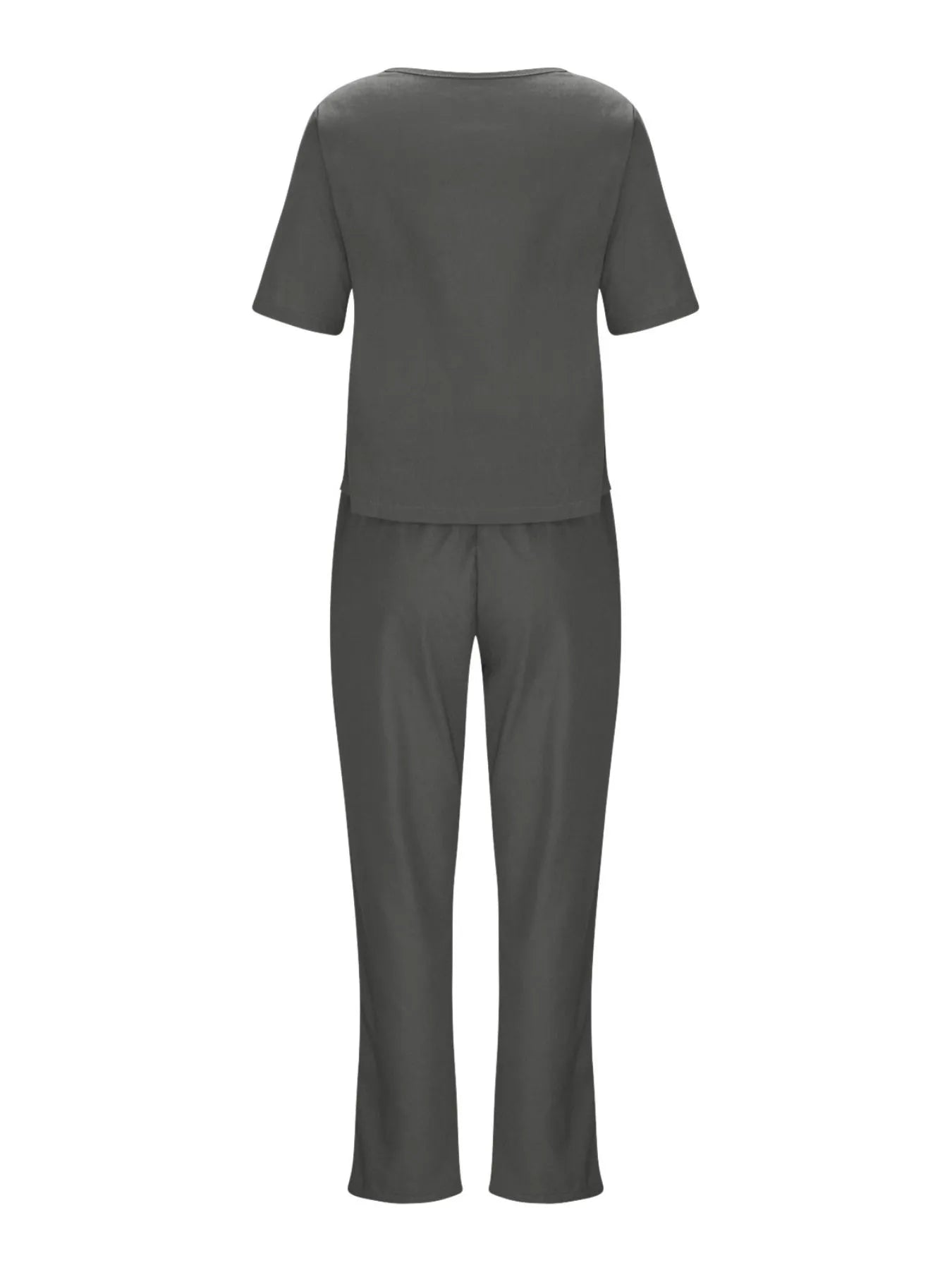Full Size Round Neck Short Sleeve Top and Pants Set Plus Size