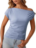 One-Shoulder Ruched Blouse