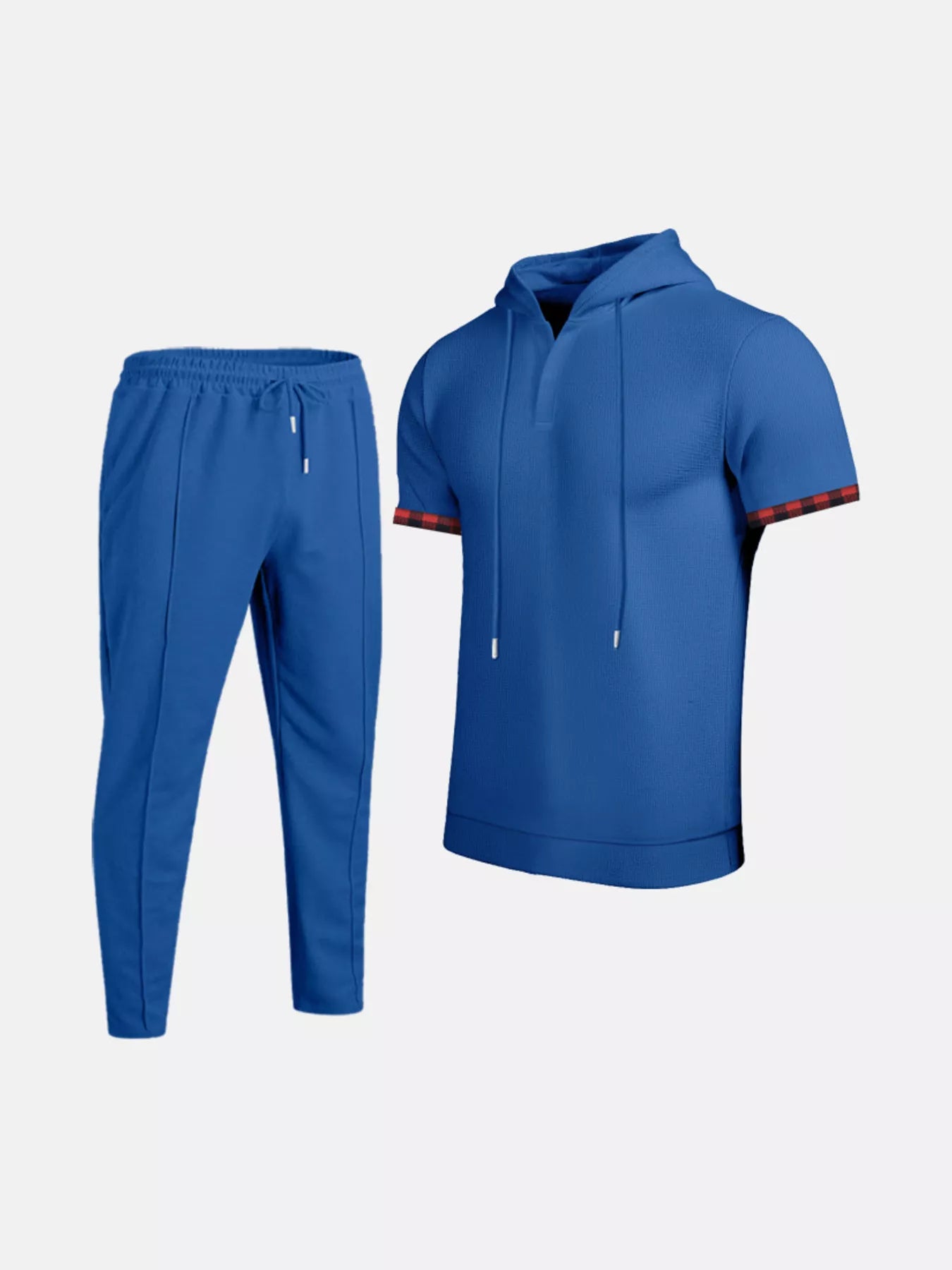 Men's Full Size Casual Short-Sleeve Hoodie and Pants Set Plus Size