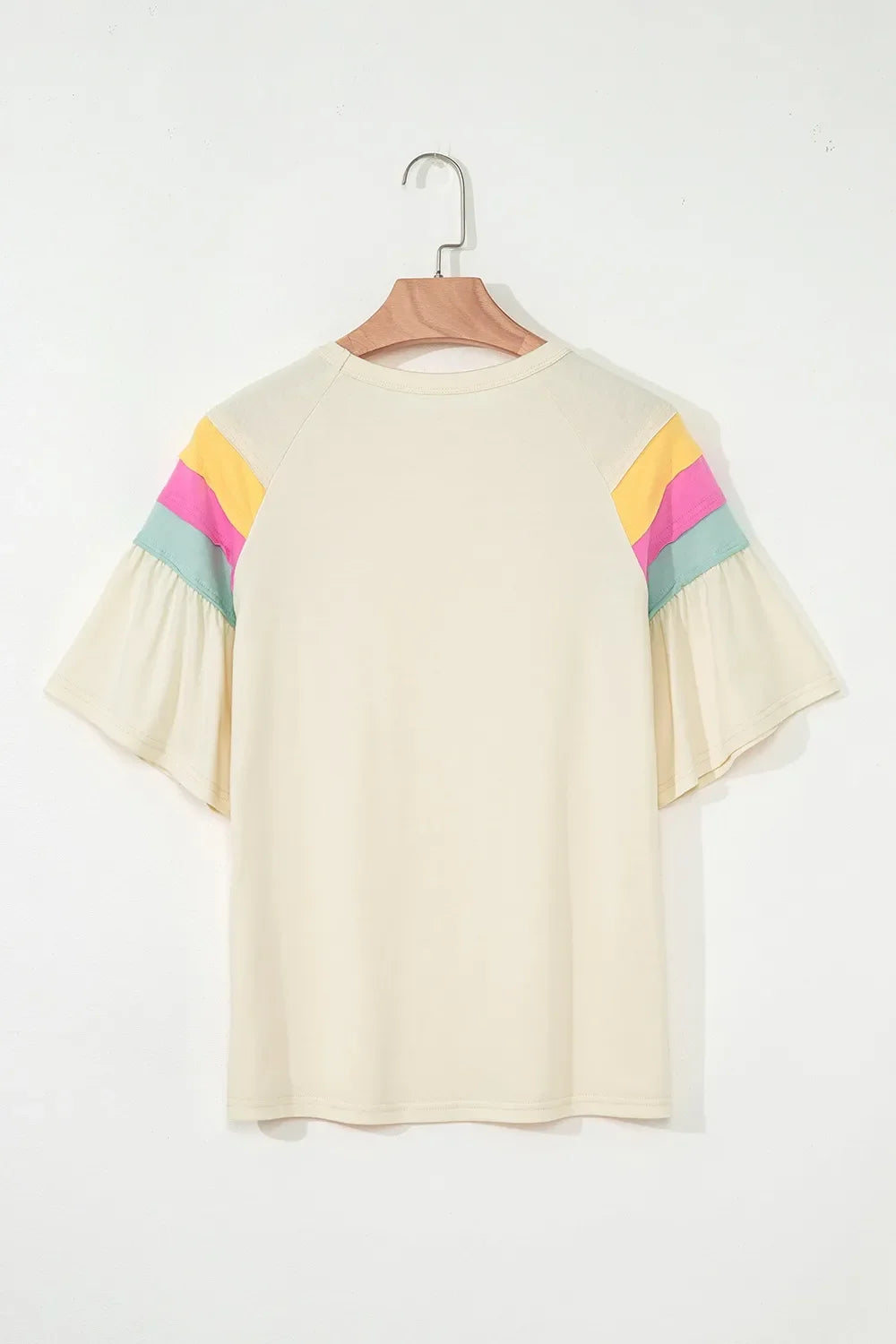 Color Block Stitched Sleeve Loose T Shirt