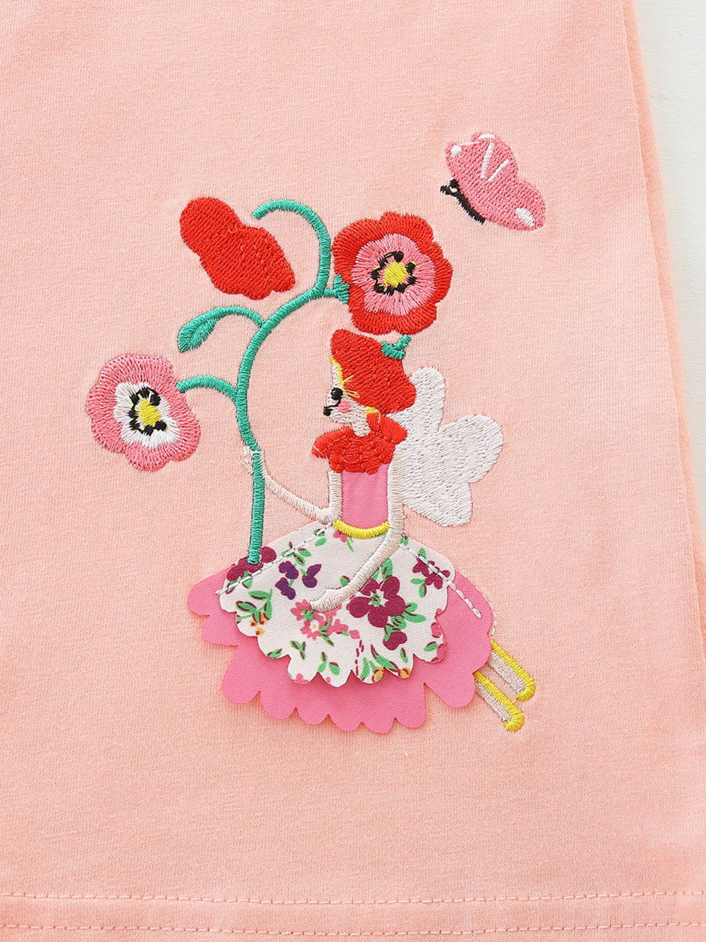 Children's Floral Embroidered Ruffle Sleeve Casual Dress