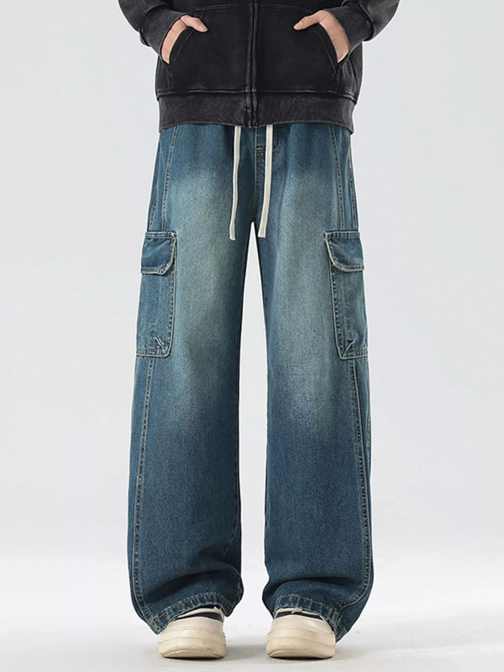 Men's Full Size Wide Leg Cargo Jeans Plus Size