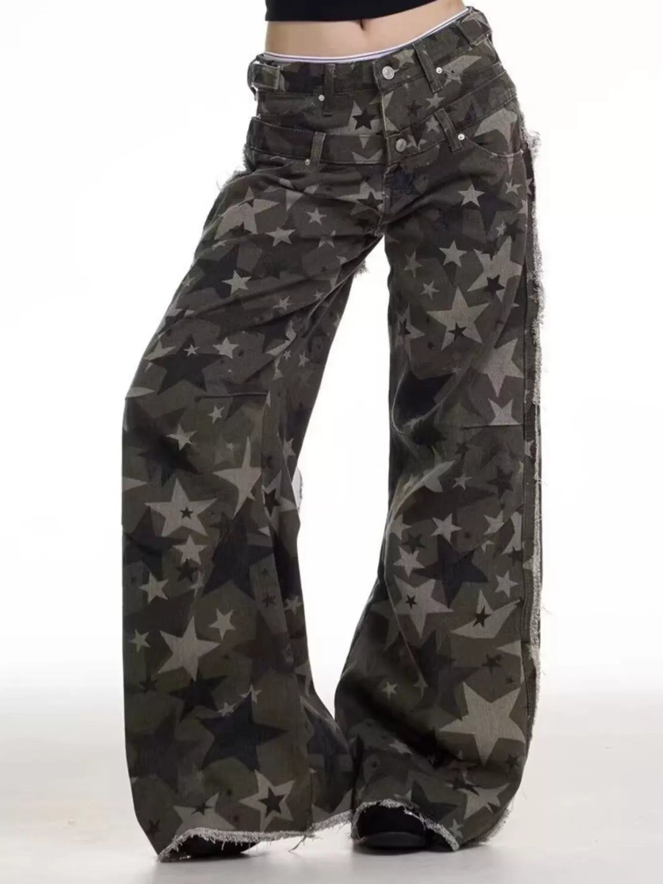 Men's Full Size Star Print Wide Leg Jeans Plus Size