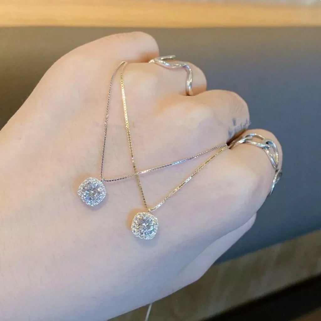 925 Sterling Silver Zircon Pendant Necklace
