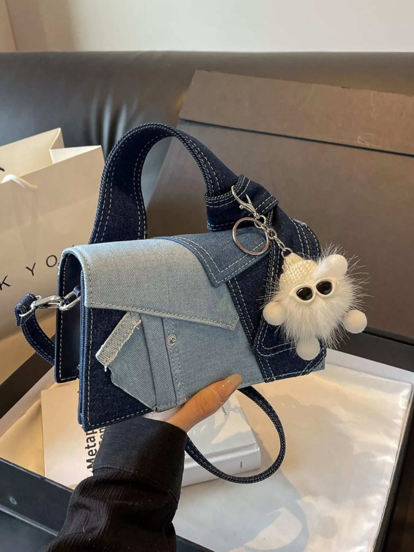 Denim Patchwork Crossbody Bag