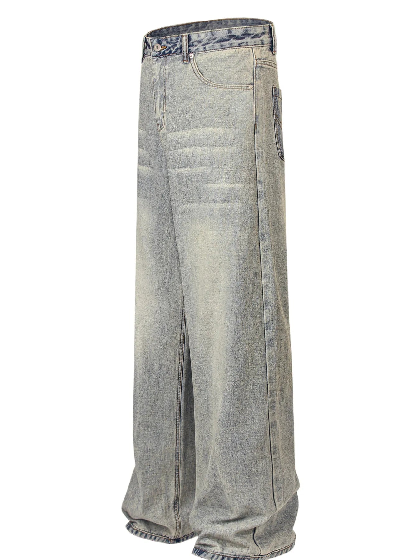 Men's Contrast Pocket Washed Straight Jeans