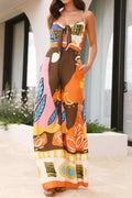 Printed Sweetheart Neck Jumpsuit