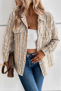 Perfee Pocketed Button Up Collared Neck Jacket