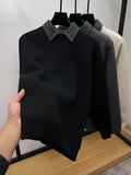Men's Plus Size Ribbed Knit Collared Neck Sweater