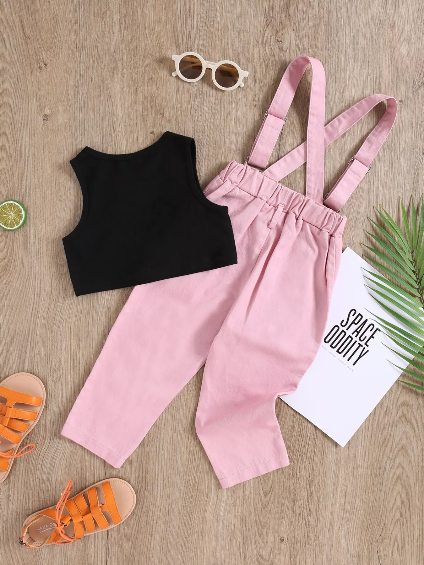 Children's Tank Top & Ripped Overalls Set