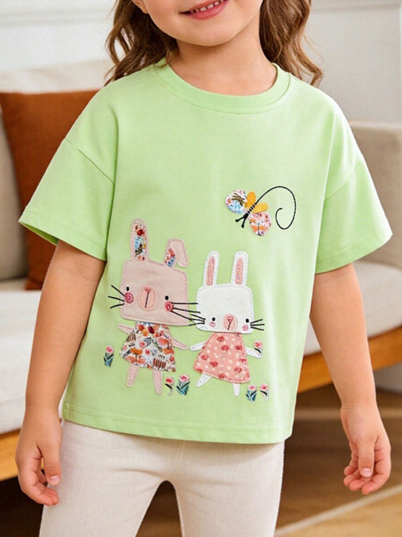 Children's Cartoon Bunny Short Sleeve Tee