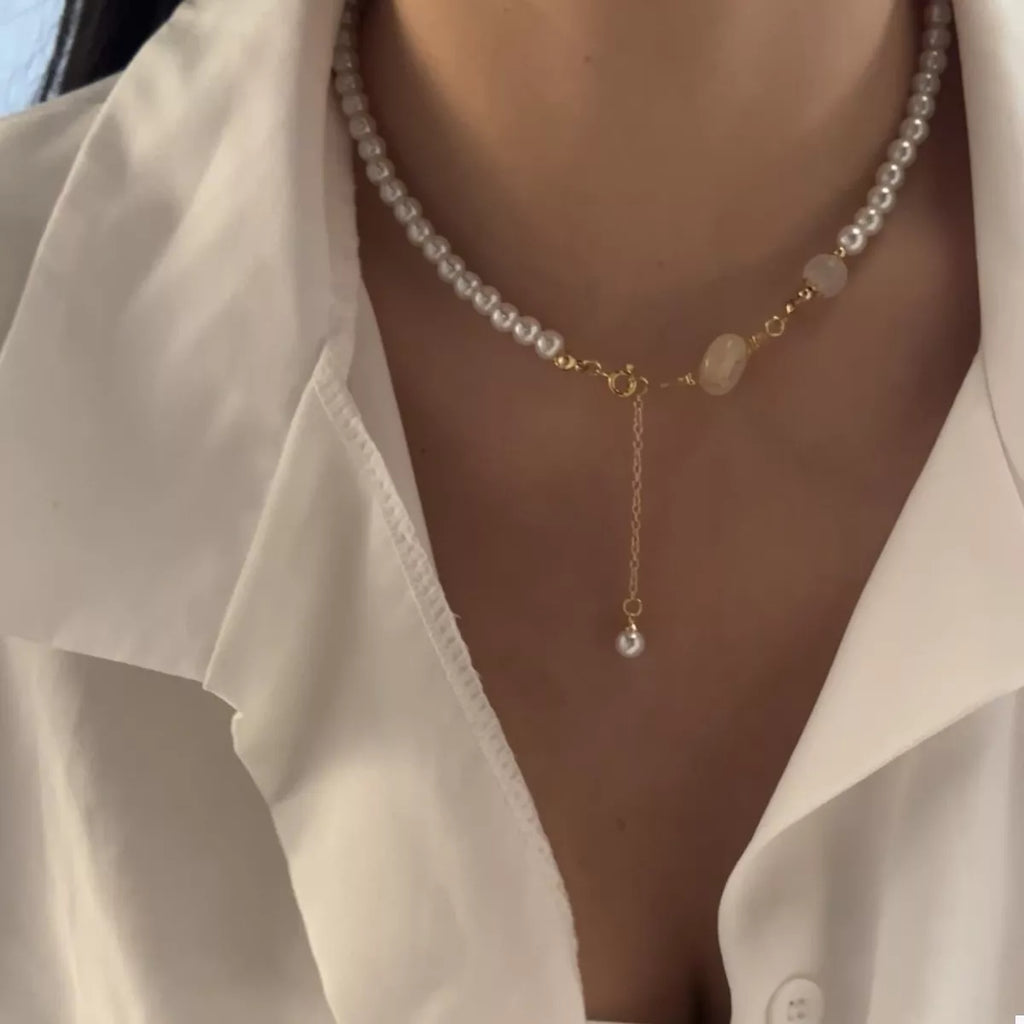 Synthetic Pearl 18K Gold-Plated Resin Pendant Necklace