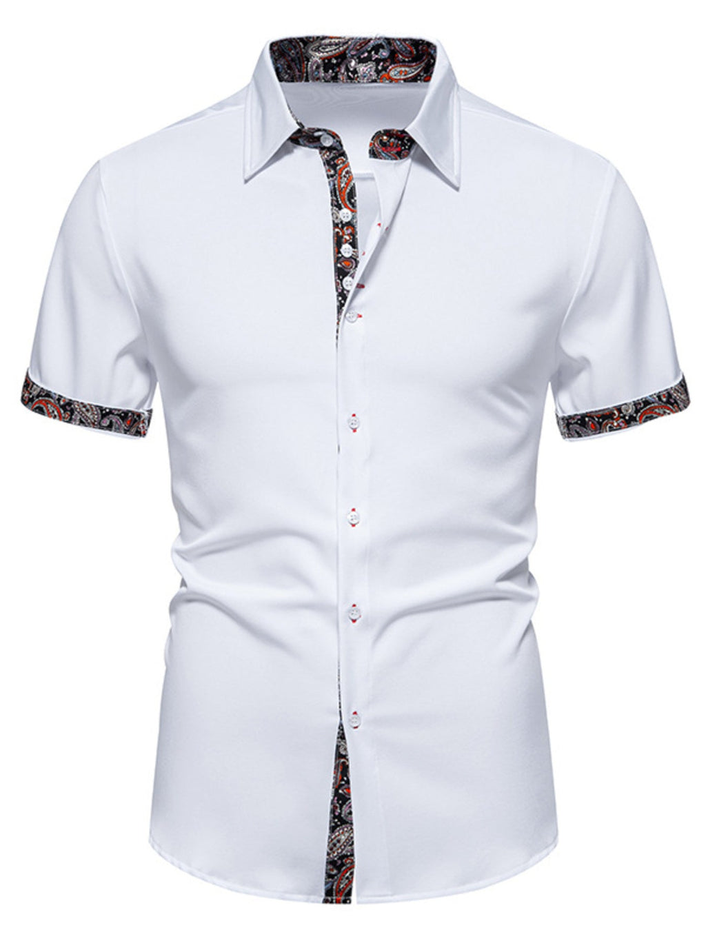 Men's Paisley Trim Short Sleeve Shirt