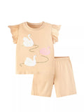Children's Swan Ruffle Sleeve Top and Shorts Set