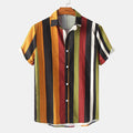 Men's Plus Size Multicolor Striped Short Sleeve Button Down Casual Shirt