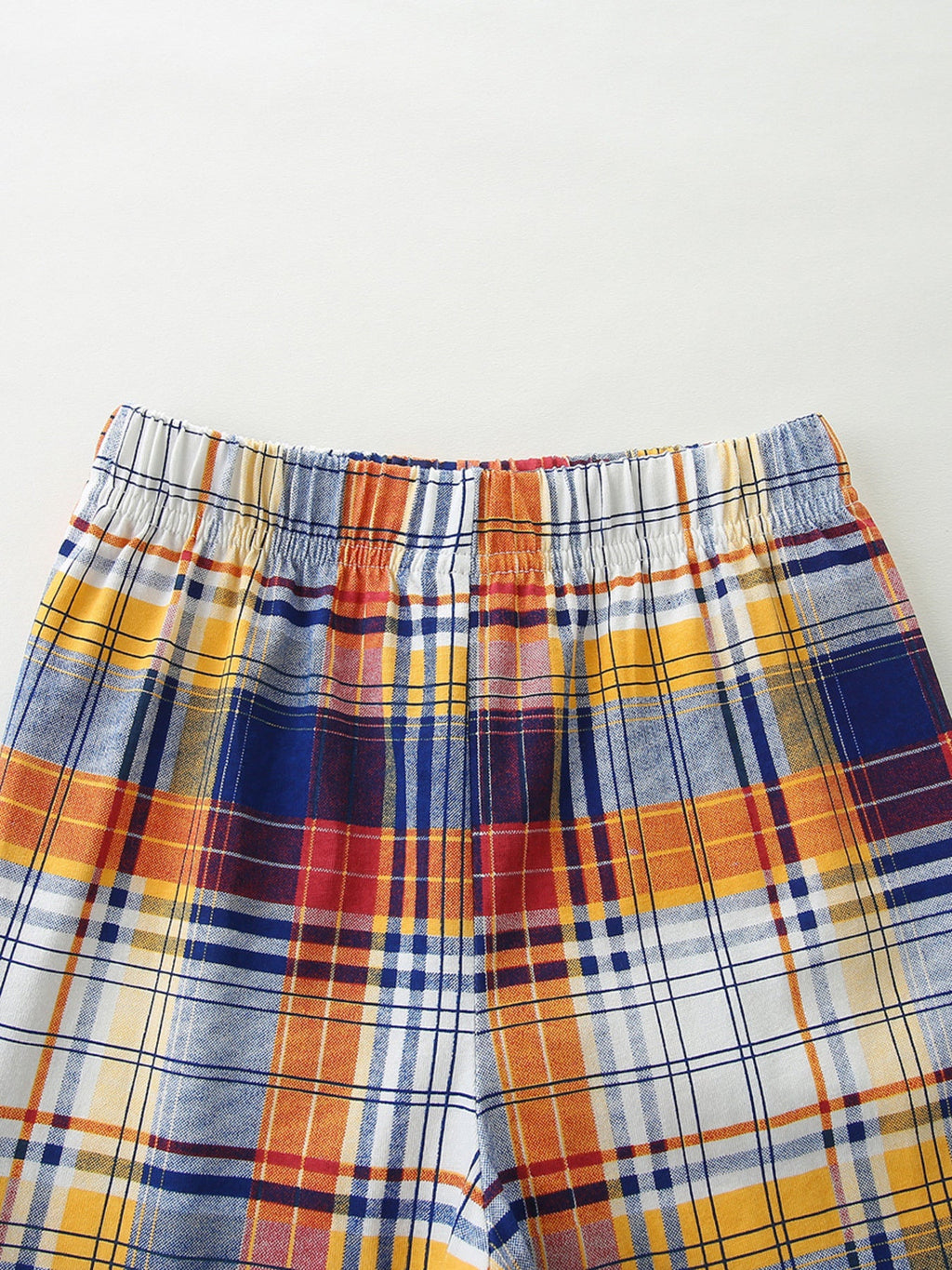 Children's Construction Vehicle Print Tee & Plaid Shorts Set