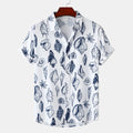 Men's Plus Size Printed Button Up Short Sleeve Shirt