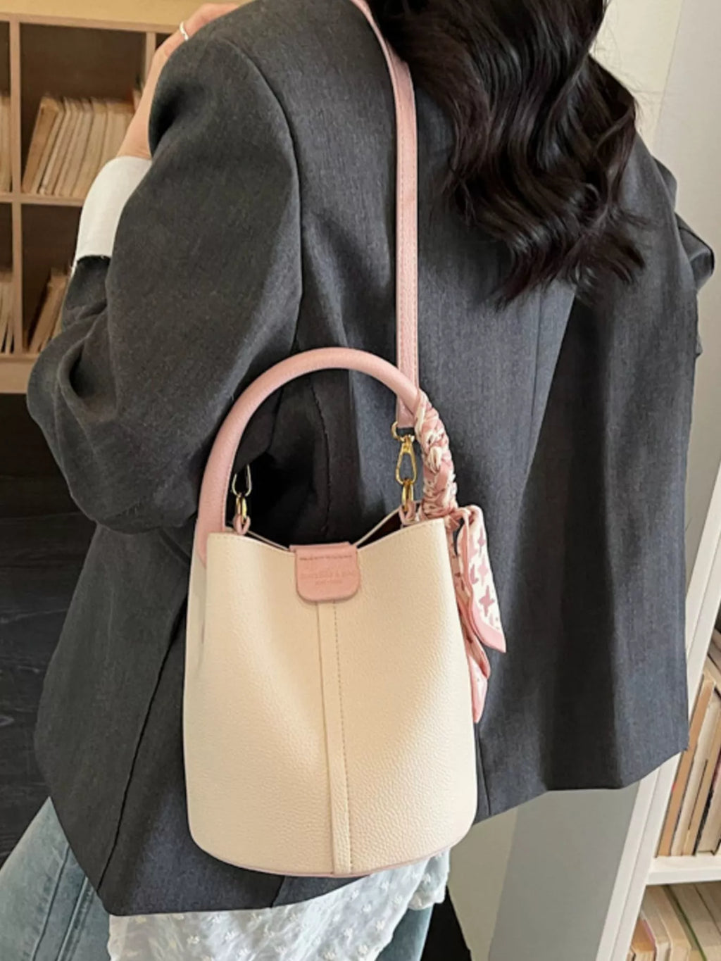 Leather Bucket Crossbody Bag