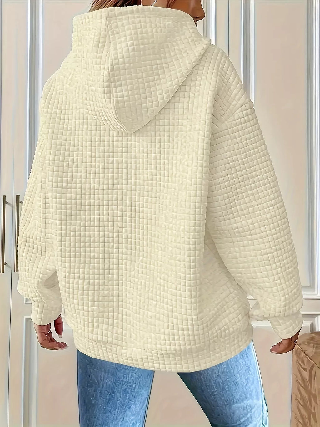 Textured Knit Drawstring Hoodie