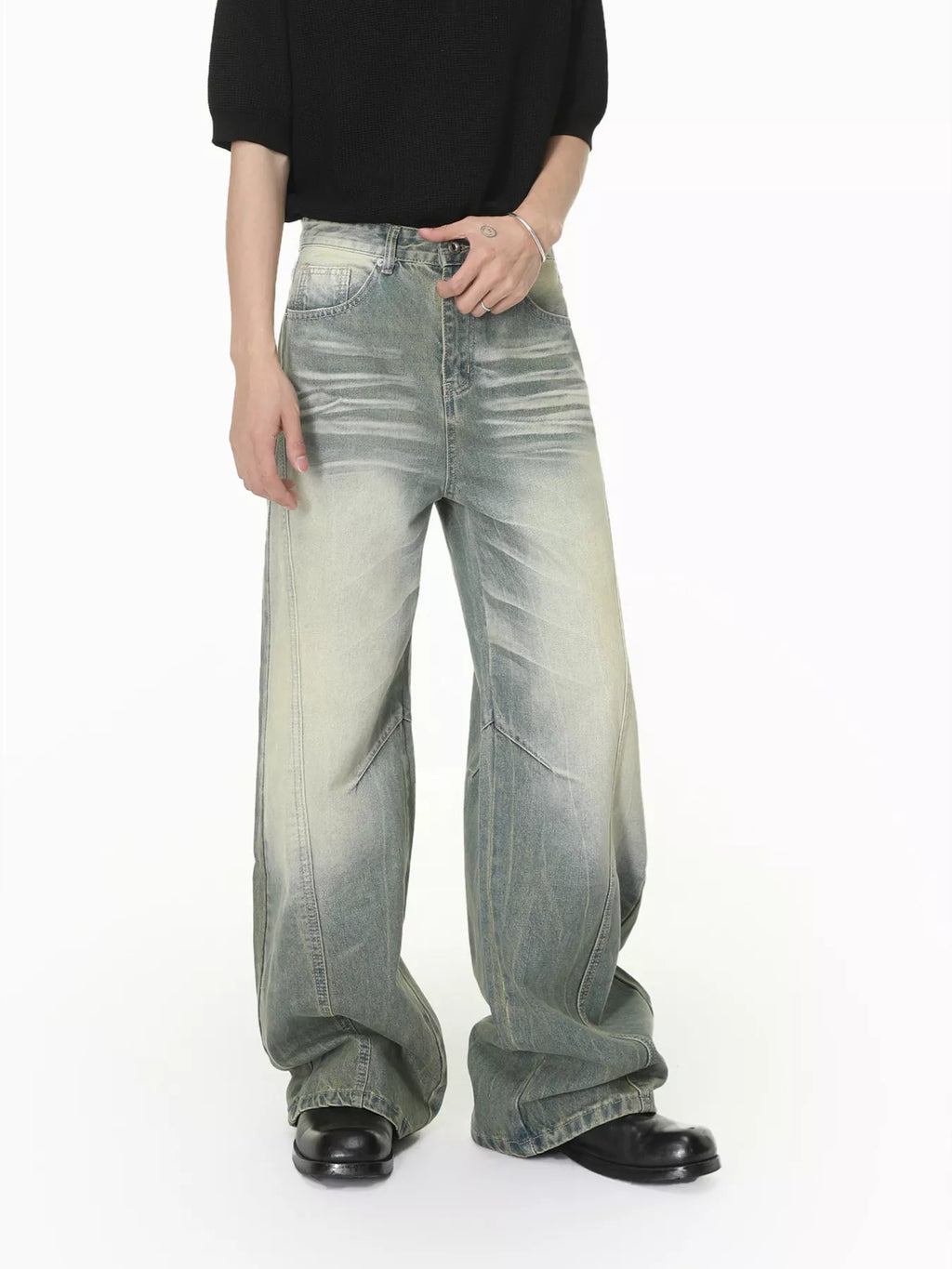 Men's Vintage Wash Wide Leg Jeans