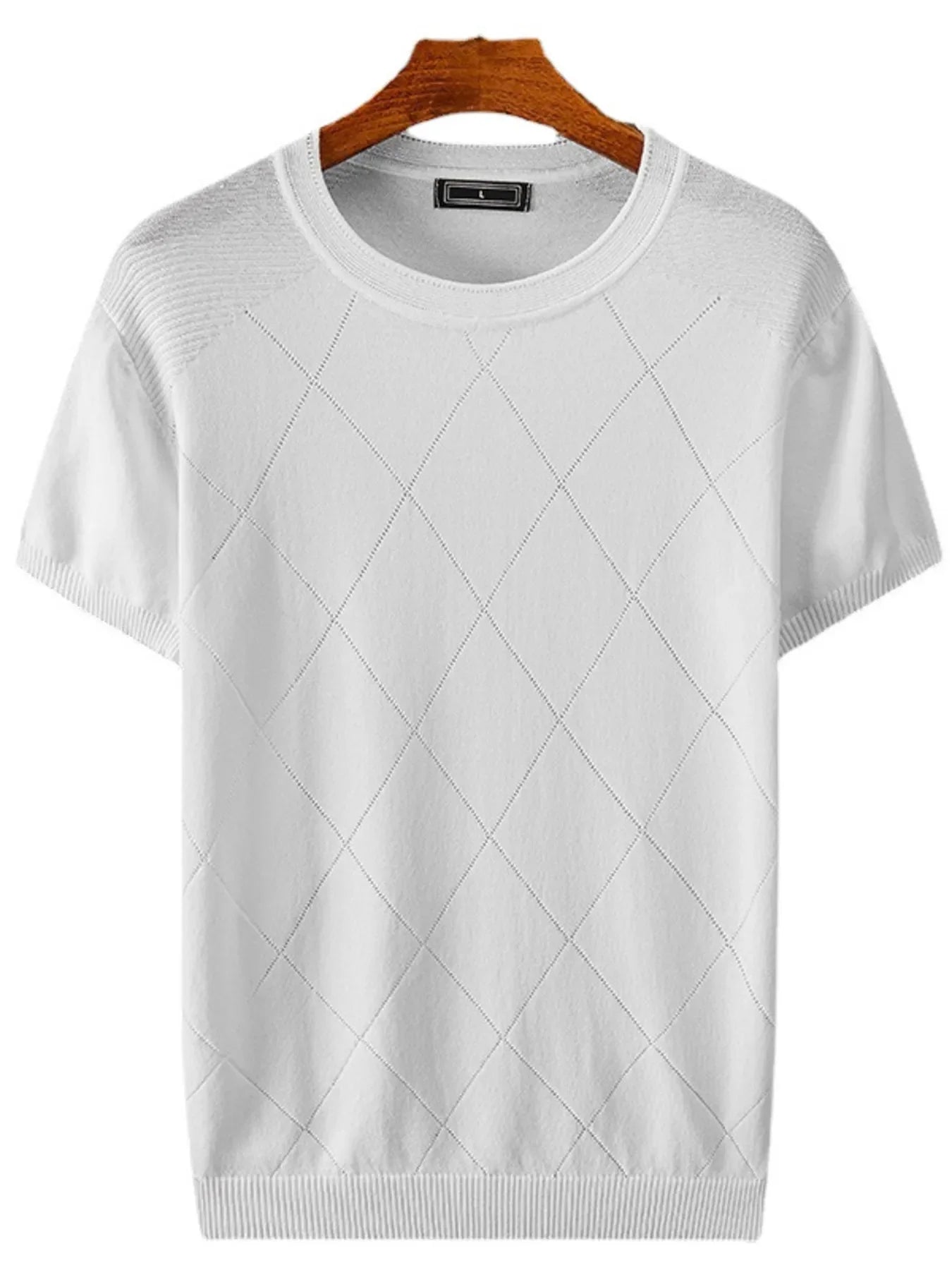 Men's Plus Size Diamond Pattern Knit T-Shirt