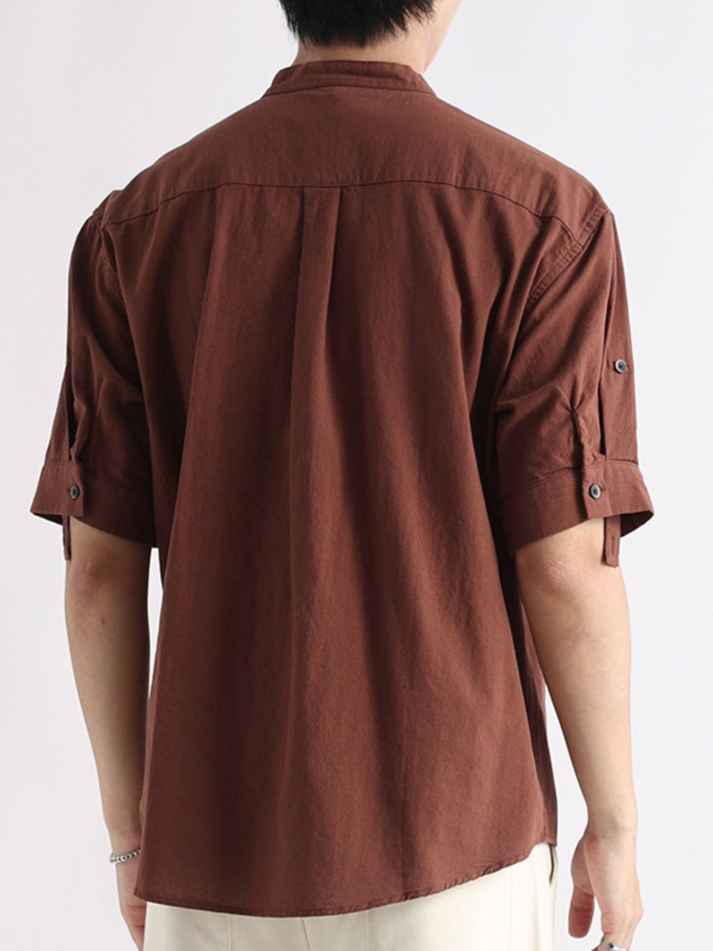 Men's Plus Size Button Detail Short Sleeve Blouse