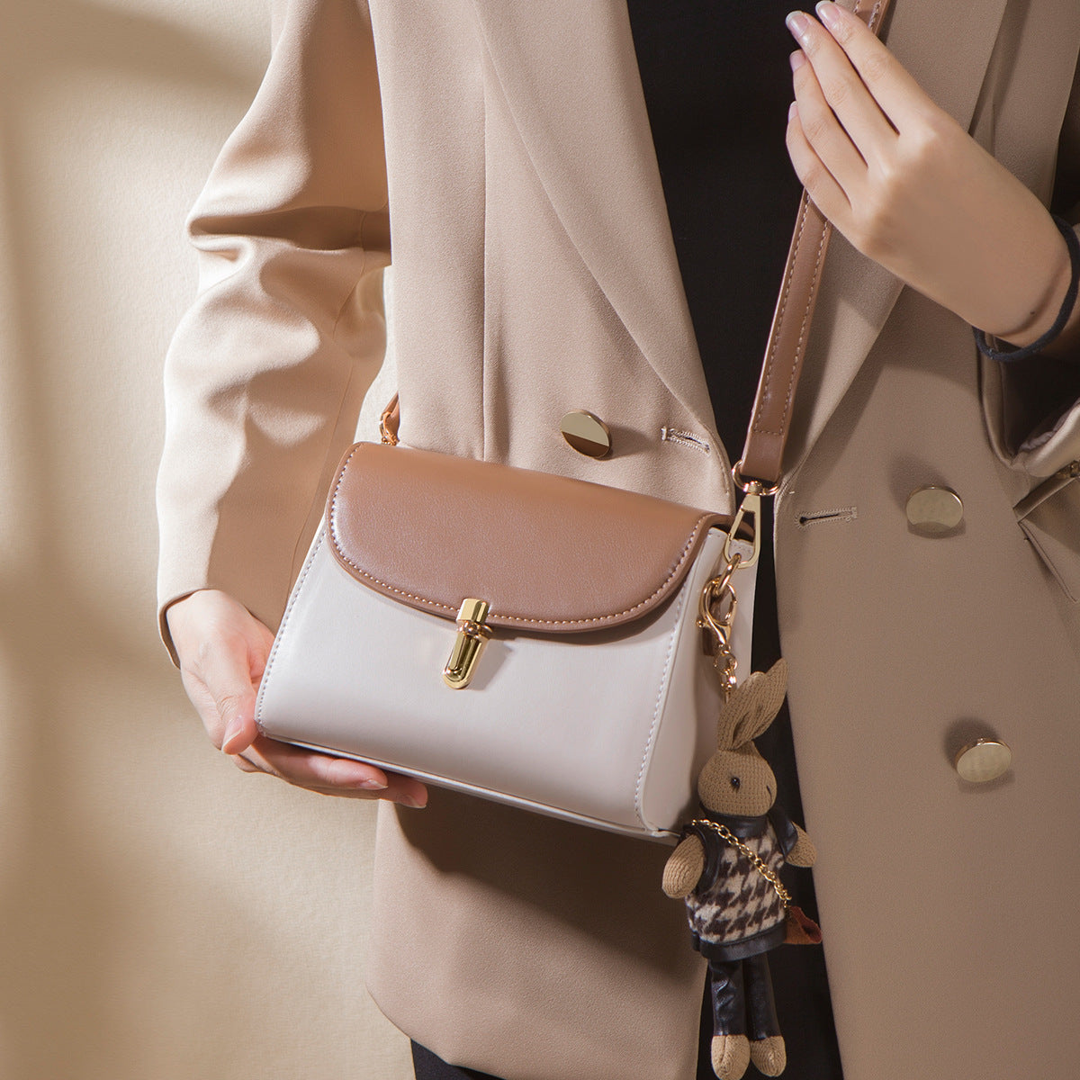 Two-Tone Flap Crossbody Bag
