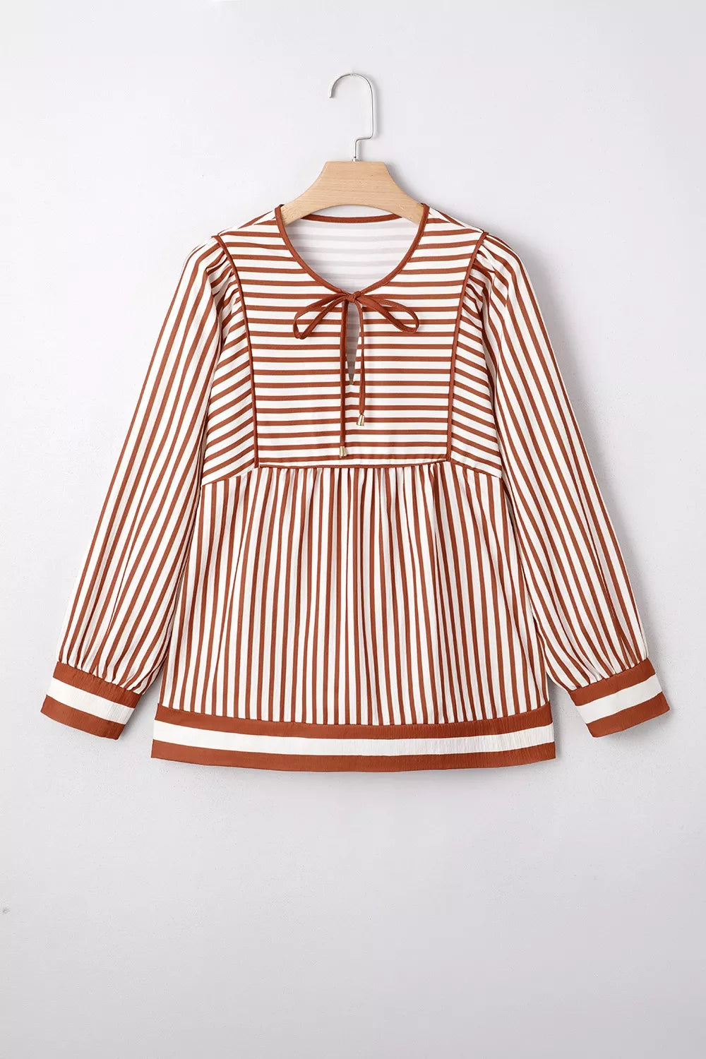 Stripe Babydoll Long Sleeve Blouse