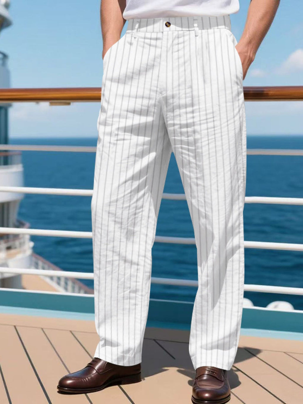 Men's Full Size Striped Wide Leg Pant Plus Size
