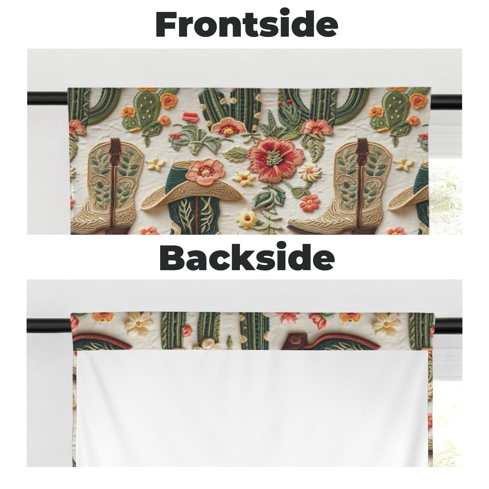 Baha Ranch Cactus and Boots Curtains 28"x40" (2-Piece) Made in America