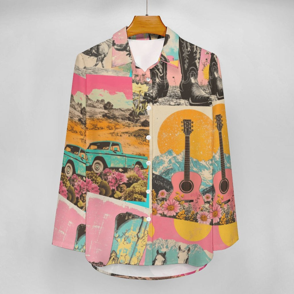 Baha Ranch Pop Western Wanted Button Up Blouse