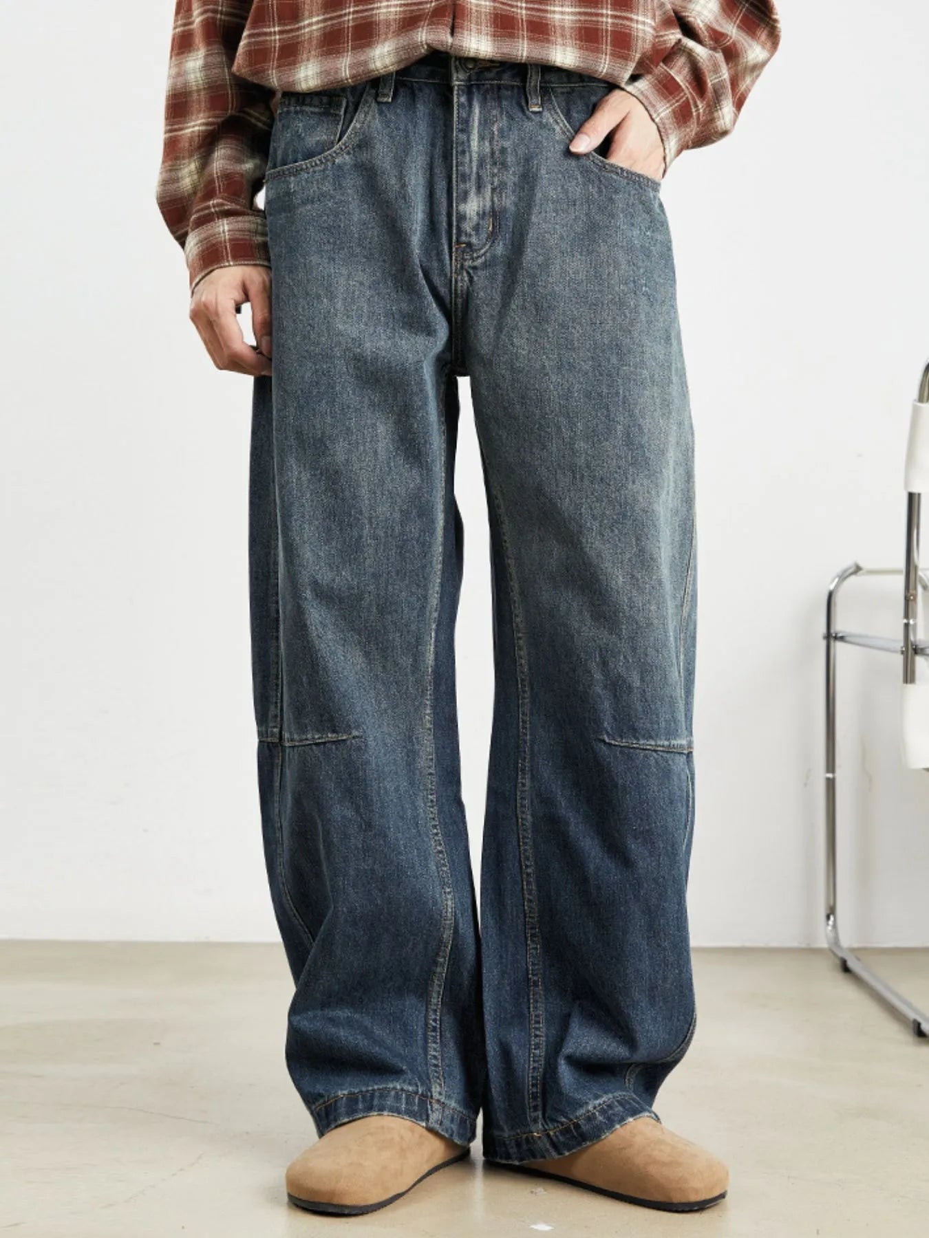 Men's Relaxed Fit Drawstring Wash Jeans