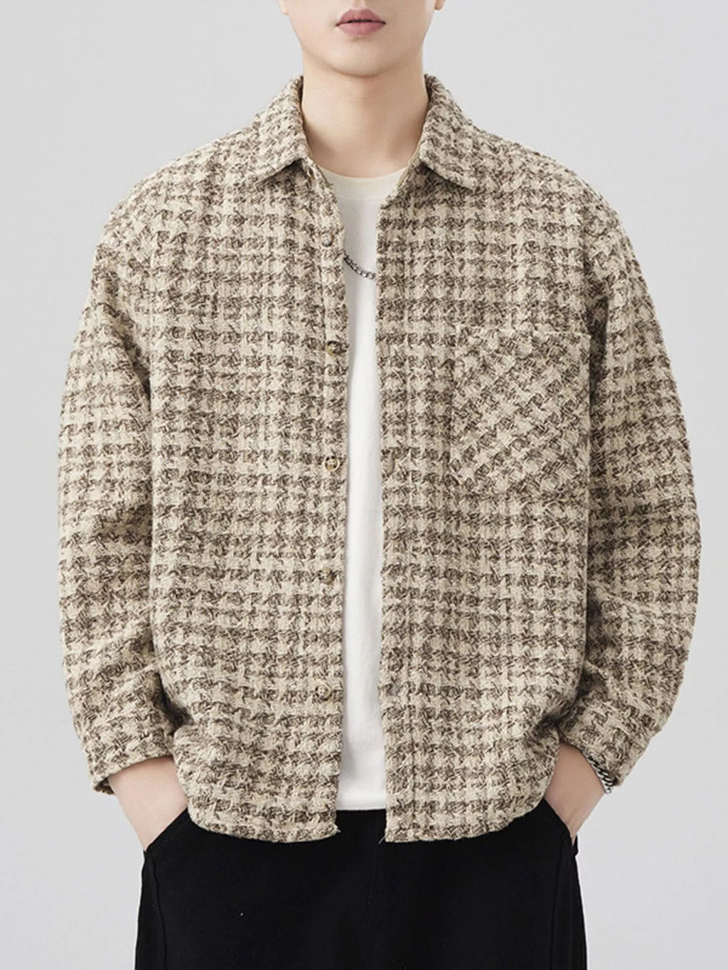 Men's Plus Size Button Up Shirt with Chest Pocket