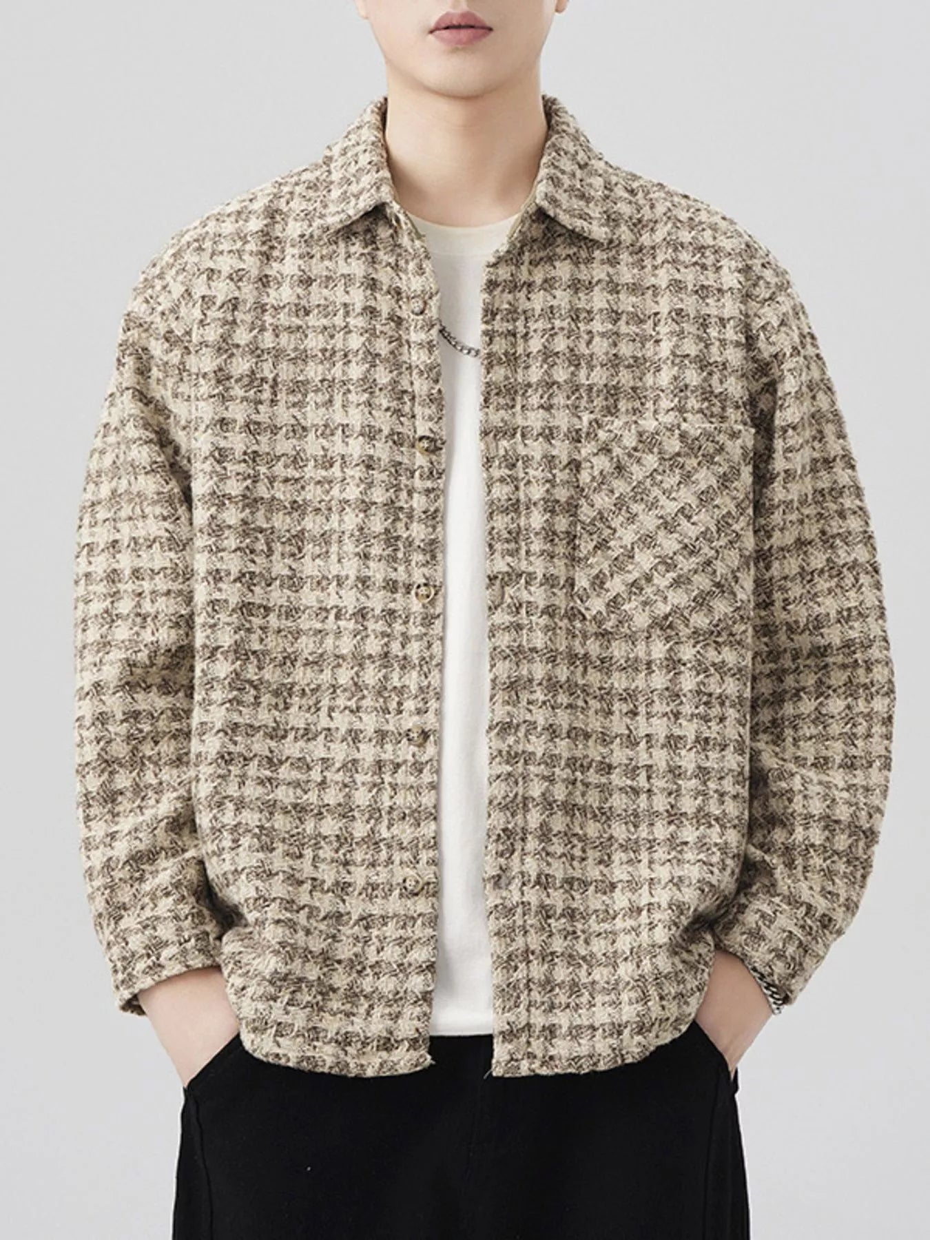 Men's Plus Size Button Up Shirt with Chest Pocket