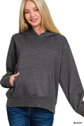 Zenana Fleece Acid Wash Kangaroo Pocket Hoodie