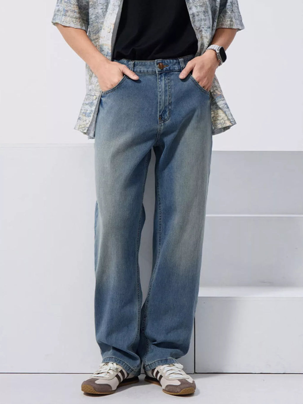 Men's Vintage Wash Loose Fit Jeans