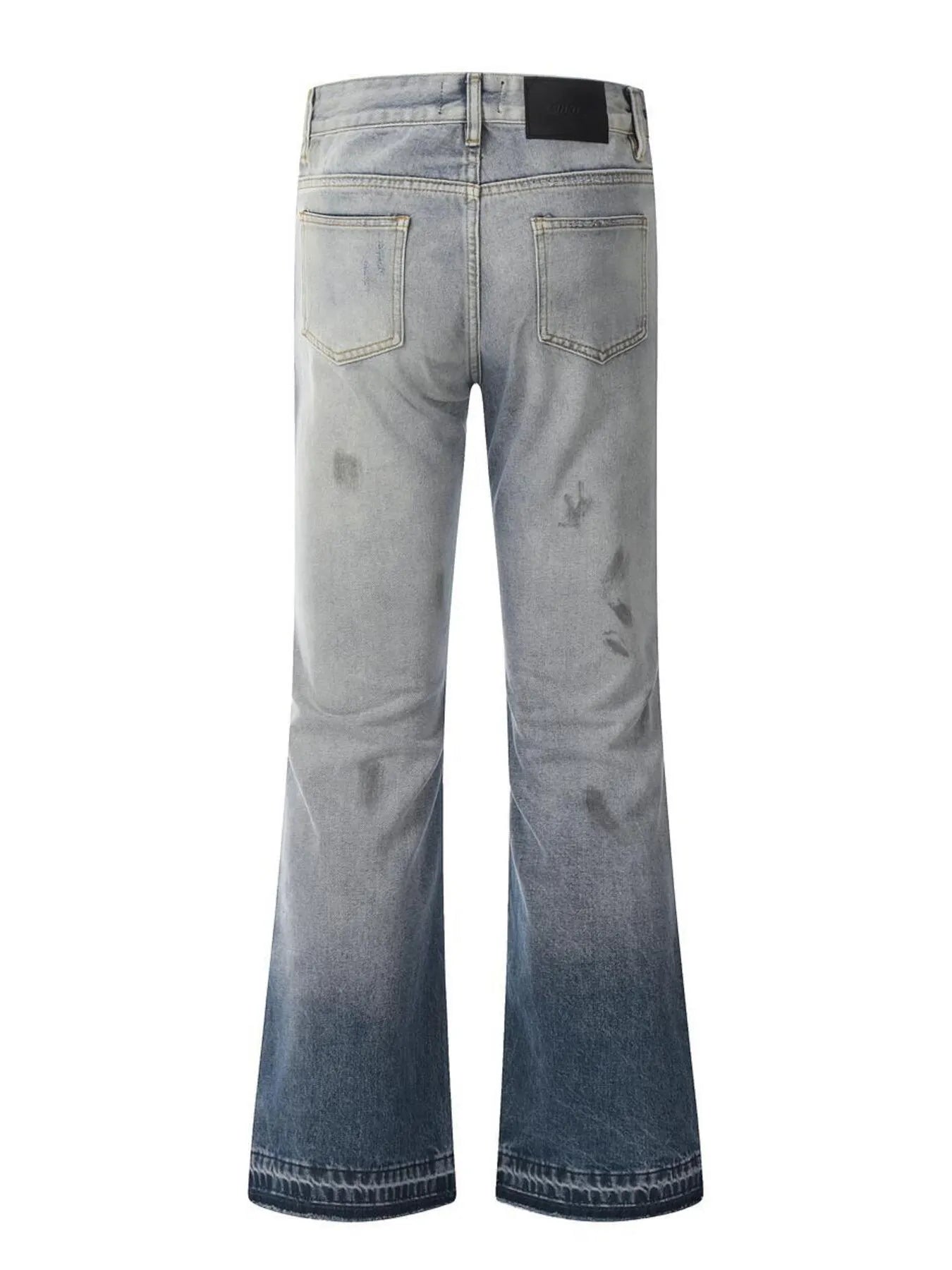 Men's Vintage Washed Gradient Distressed Flare Jeans
