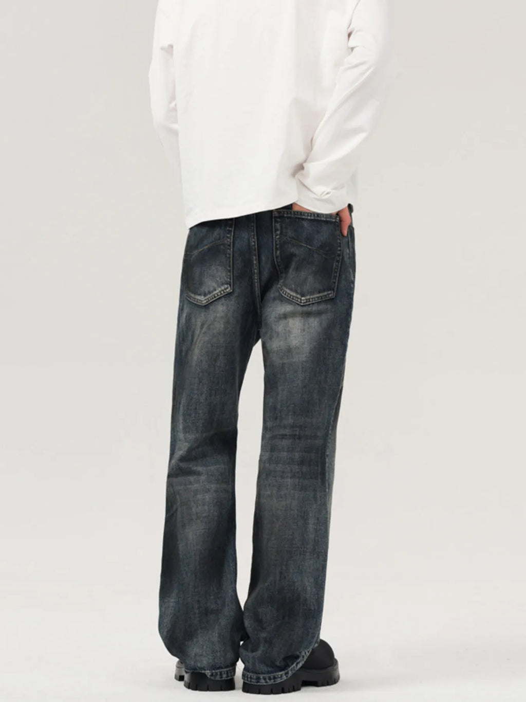 Men's Vintage Distressed Wide Leg Jeans