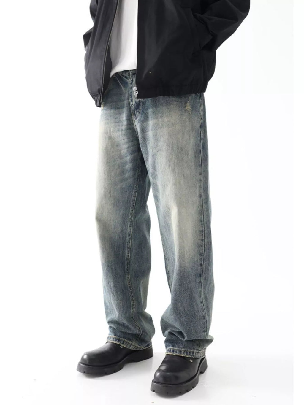 Men's Wash Wide Leg Relaxed Fit Jeans