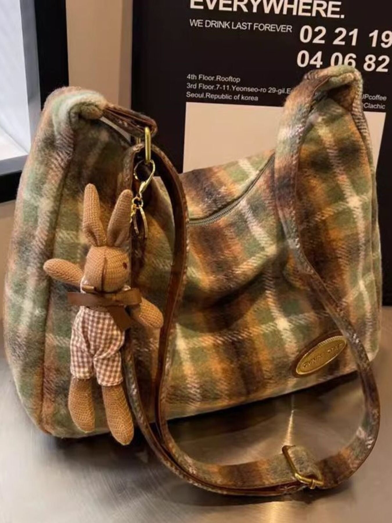 Plaid Pattern Shoulder Crossbody Bag