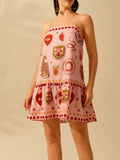 Printed Ruffle Hem Mini Dress