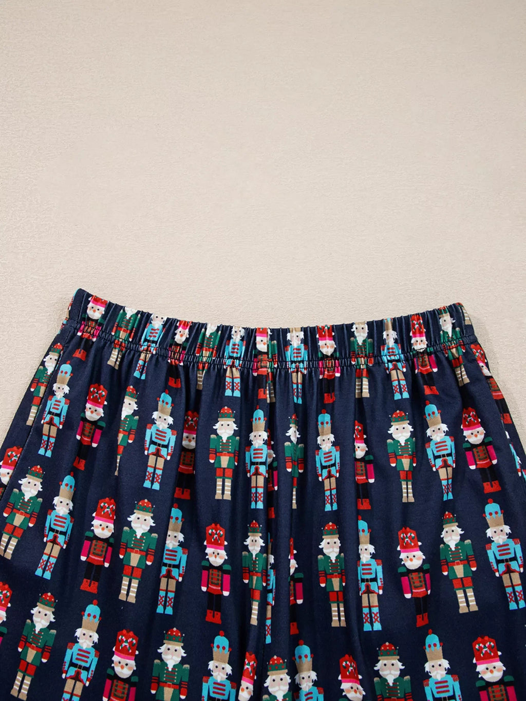 Mama Claus Plaid Letter Tee and Nutcracker Shorts 2pcs Lounge Set