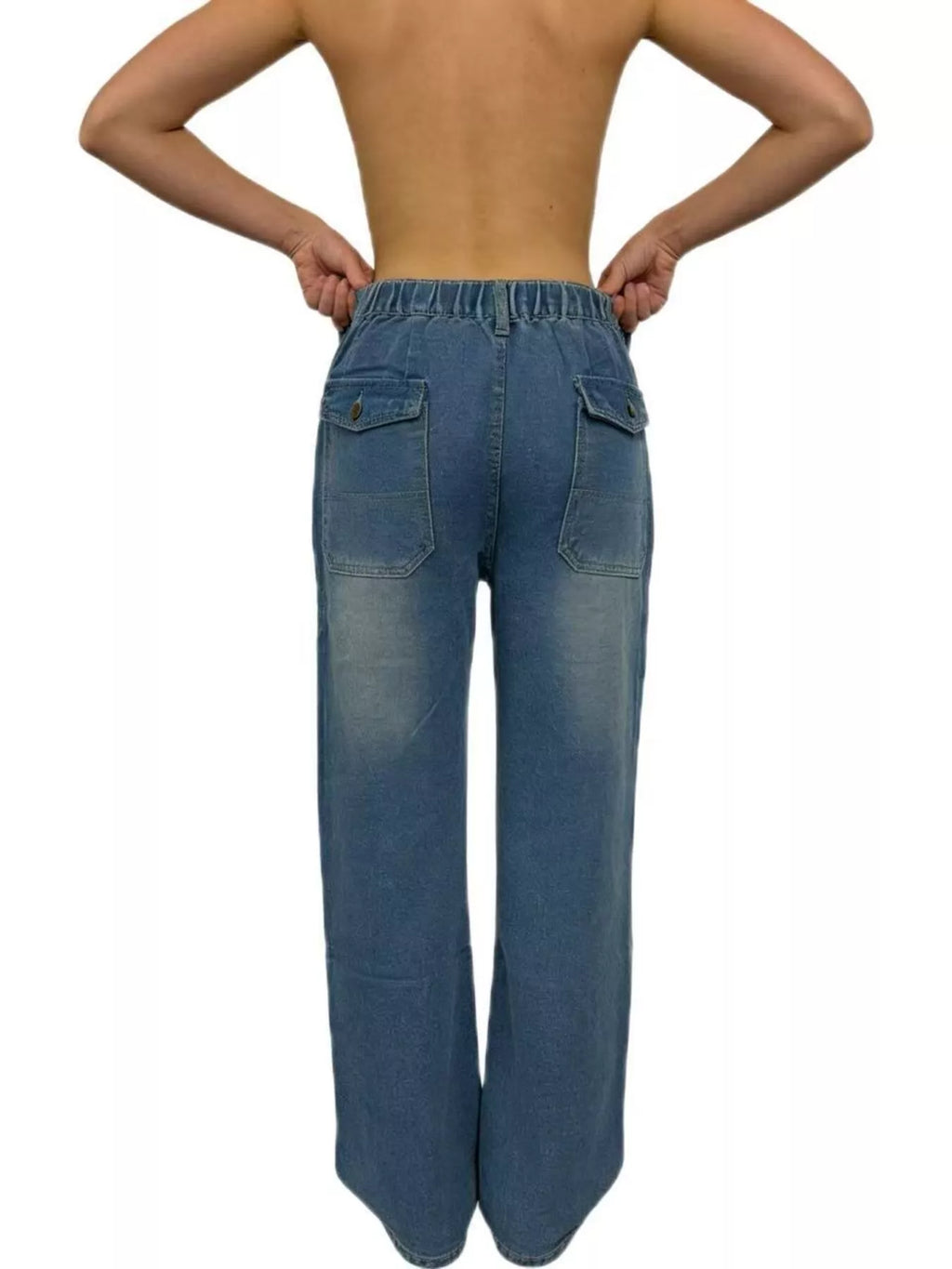 Wide Leg Contrast Stitching Jeans