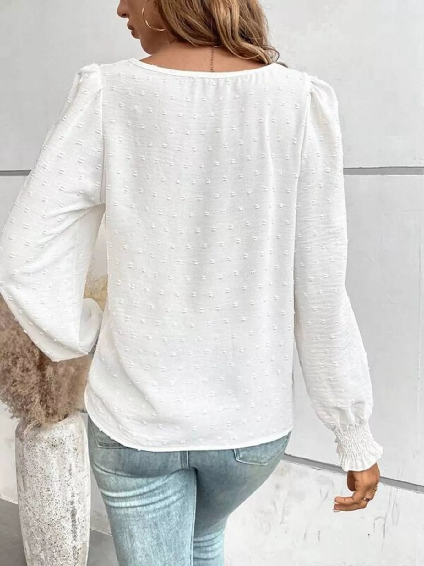 Swiss Dot Long Sleeve Blouse