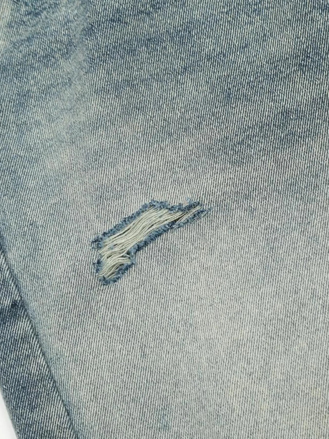 Men's Distressed Wide Leg Vintage Wash Jeans